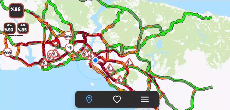 İstanbul'da trafik yoğunluğu yüzde 89'a ulaştı