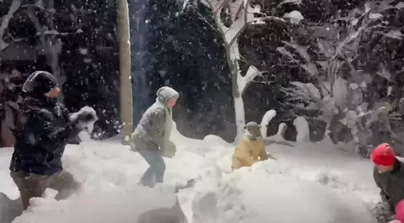 Ordu’da çocukların kar keyfi