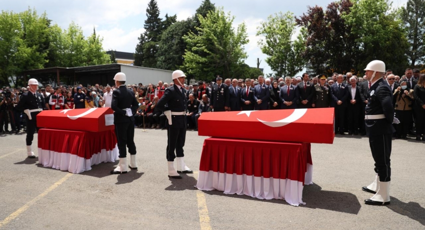 Şehit polislerimiz için Tekirdağ'da cenaze töreni düzenlendi