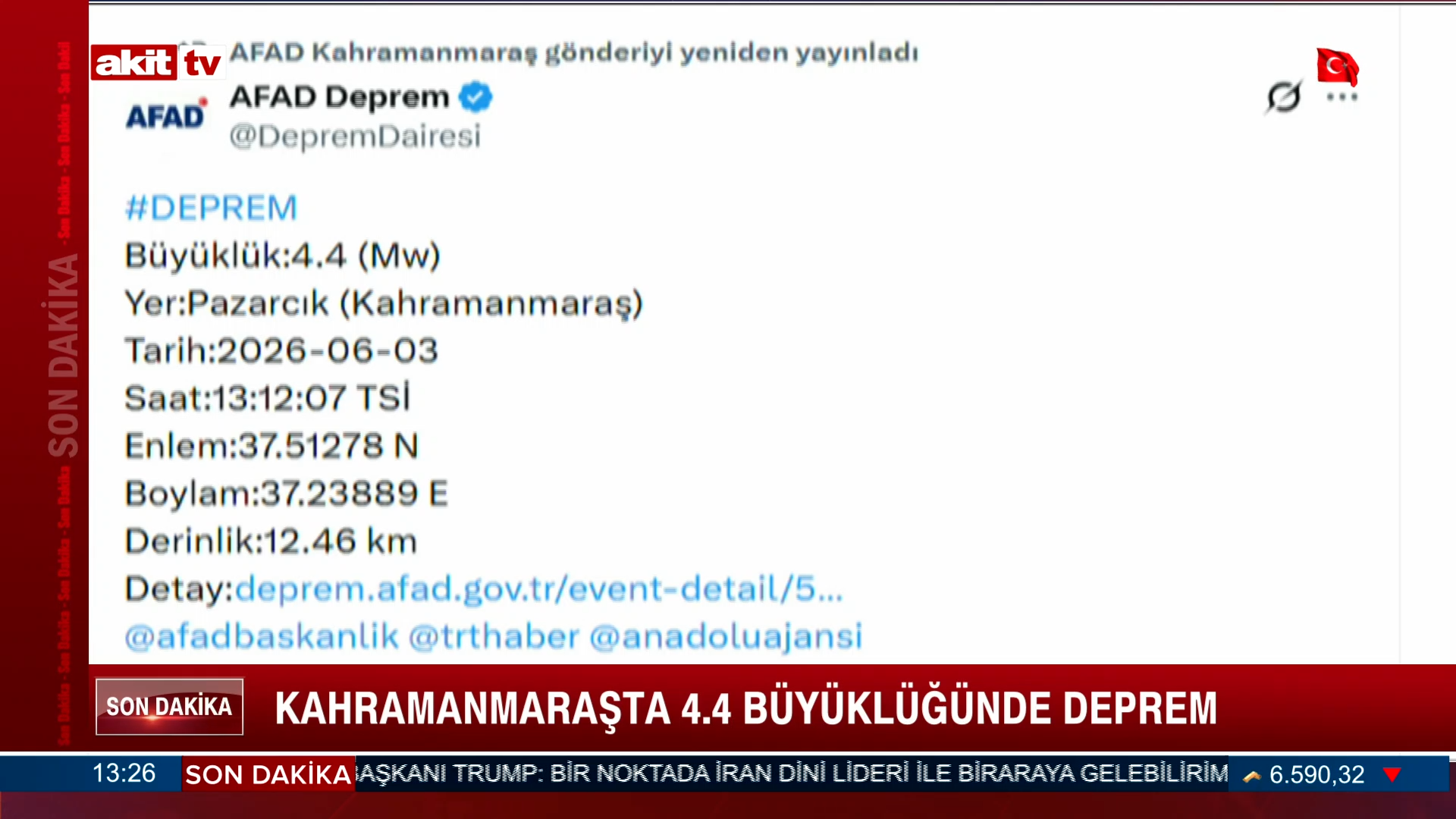 Kahramanmaraş'ta 4.4. büyüklüğünde korkutan deprem 