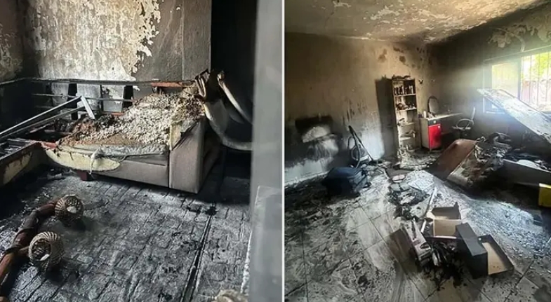 Eski eş evi ateşe verdi; anne ve 2 kızı banyoya sığınarak kurtuldu