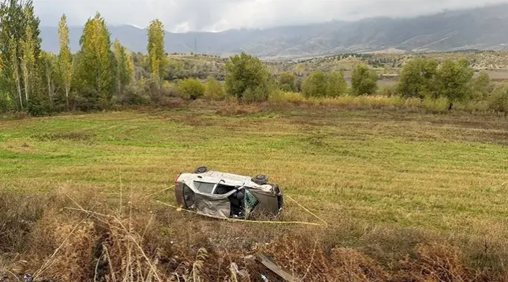 Otomobil şarampole devrildi