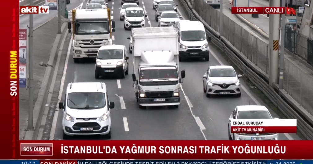 İstanbul'da yağmur sonrası trafik yoğunluğu