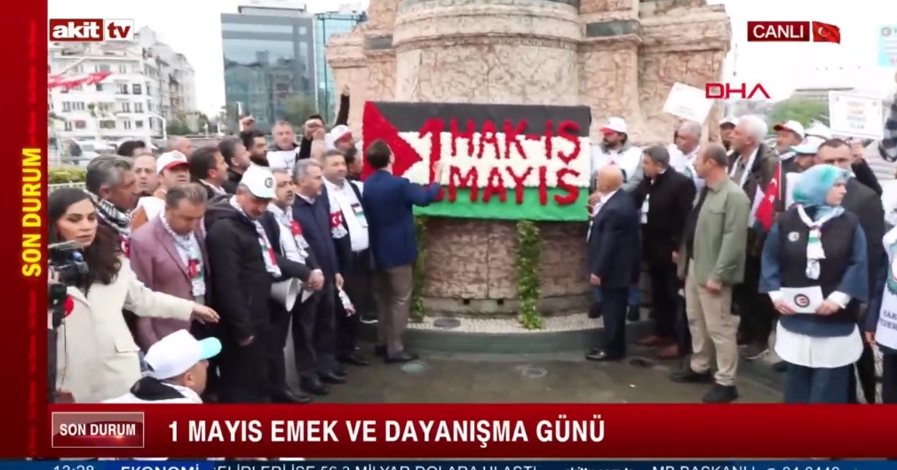 HAK-İŞ ve MEMUR-SEN Taksim'e çelenk bıraktı 