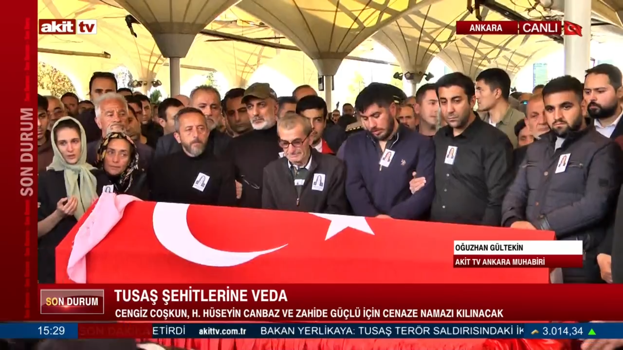 Tusaş şehitlerinin cenaze namazları kılındı 