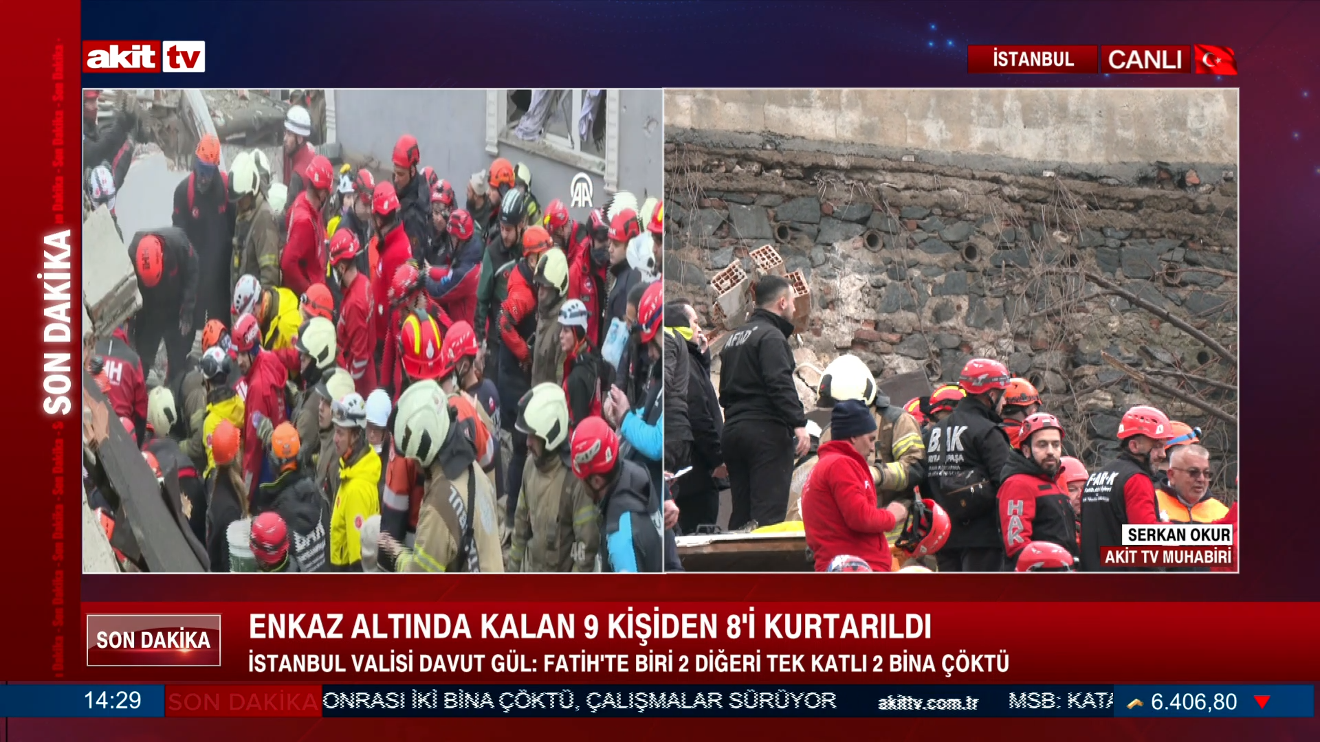 Fatih'te arama kurtarma çalışmaları devam ediyor 