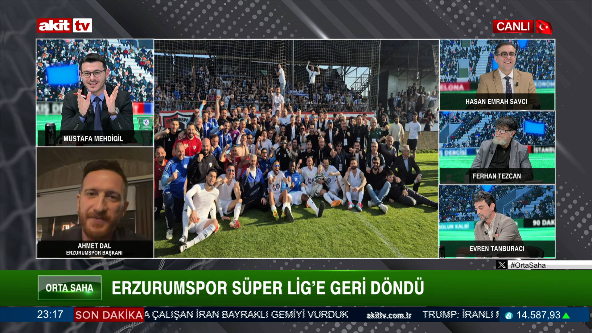 Şampiyon olup Süper Lig'e yükselmiş olan Erzurumspor'un Başkanı Ahmet Dal, Orta Saha Programı'na Canlı Bağlandı!