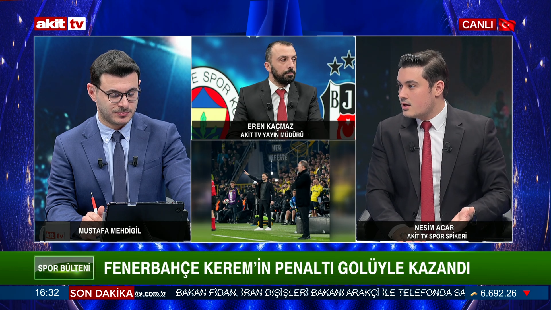 Spor Bülteni - Mustafa Mehdigil/Eren Kaçmaz/Nesim Acar "Fenerbahçe Kerem'in penaltı golüyle kazandı" 06.04.2026