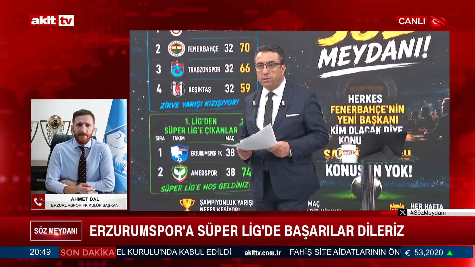 Erzurumspor Başkanı Ahmet Dal, Akit TV ekranlarına canlı bağlandı. Erzumspor'a Süper Lig'de Başarılar Dileriz!