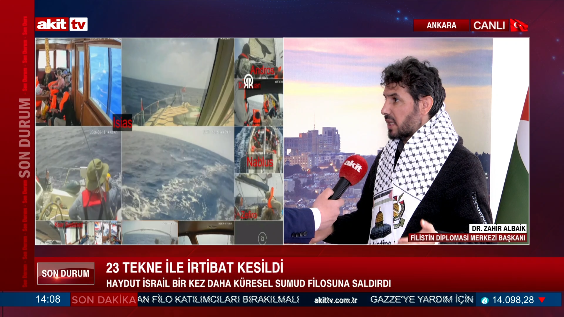 Filistin Diplomasi Merkezi Başkanı Zahir Albaik, Sumud Filosunun son durumunu değerlendirdi.