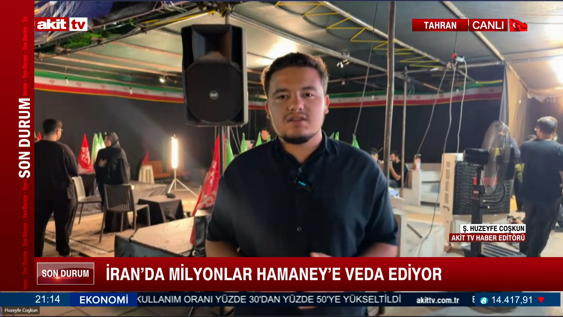 Akit TV Haber Editörü Ş. Huzeyfe Coşkun, Hamaney'in cenaze töreni öncesi son durumu aktardı.